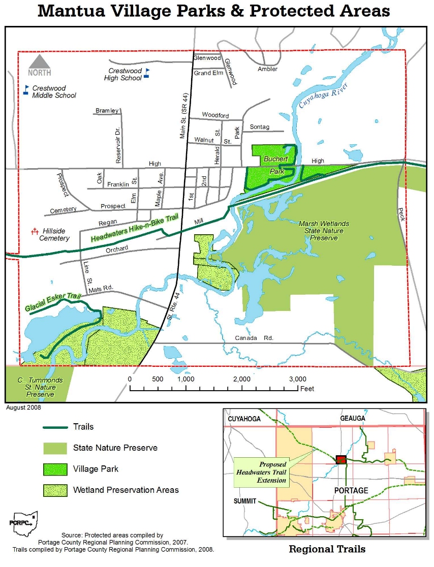 Map of trails and parks in Mantua
